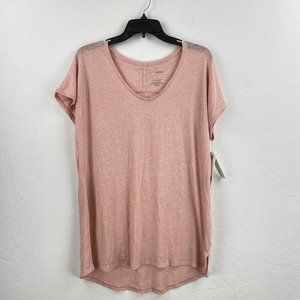 Sonoma Semi Sheer T-Shirt Womens L‎ V-Neck Light Pink Semi Sheer Lightweight NEW